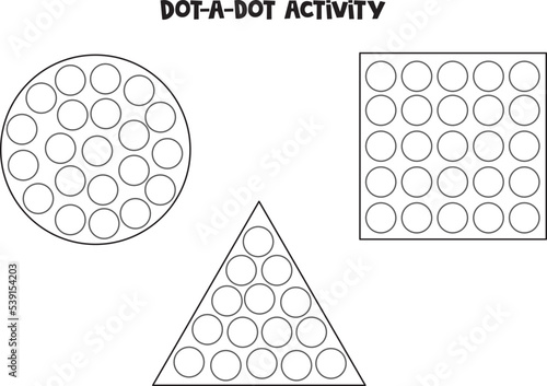 Dot a dot game for preschool kids. geometrical shapes.