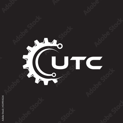 UTC letter technology logo design on black background. UTC creative initials letter IT logo concept. UTC setting shape design.
 photo