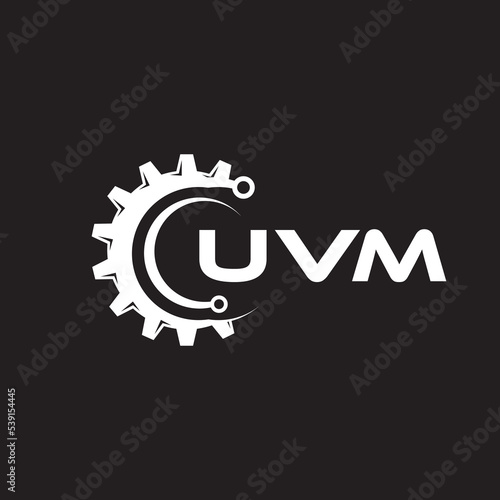 UVM letter technology logo design on black background. UVM creative initials letter IT logo concept. UVM setting shape design.
 photo