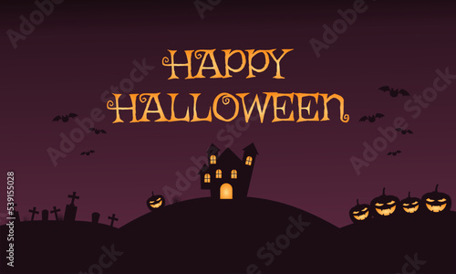 Halloween Background with Pumpkin Halloween Jack O lantern and dark purple color. Suitable to use on Halloween event. Also suitable for uploading social media at Halloween event