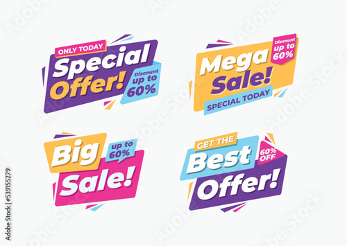 Sale banner label collection template. colorful banner ad collection. trendy sale label collection