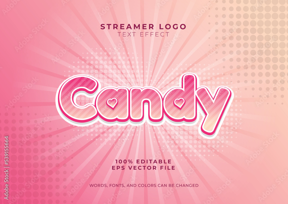 Candy cute gradient editable text effect. Gradient pastel text effect template. trendy gamer or streamer logo template.