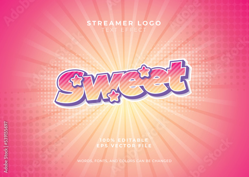 Sweet cute gradient editable text effect. Gradient pastel text effect template. trendy gamer or streamer logo template.