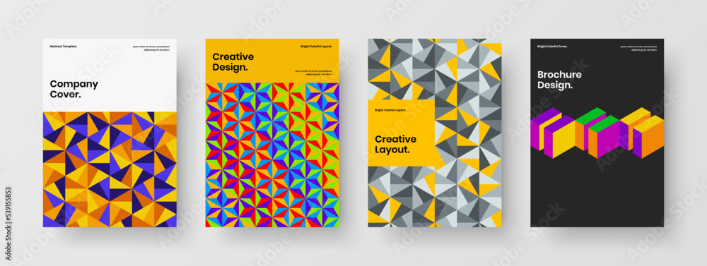 Unique mosaic tiles poster illustration composition. Clean presentation vector design concept bundle. Unique mosaic tiles poster illustration composition. Clean presentation vector design concept bundle.