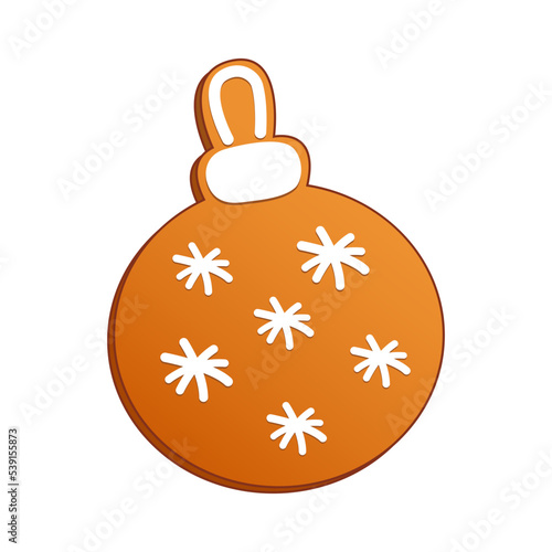 ginger cookies in the form of a Christmas tree toy with snowflakes