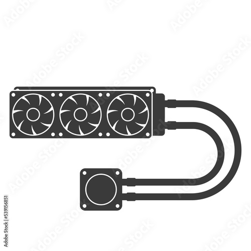 Liquid cooling system for PC glyph icon isolated on white background.Vector illustration.
