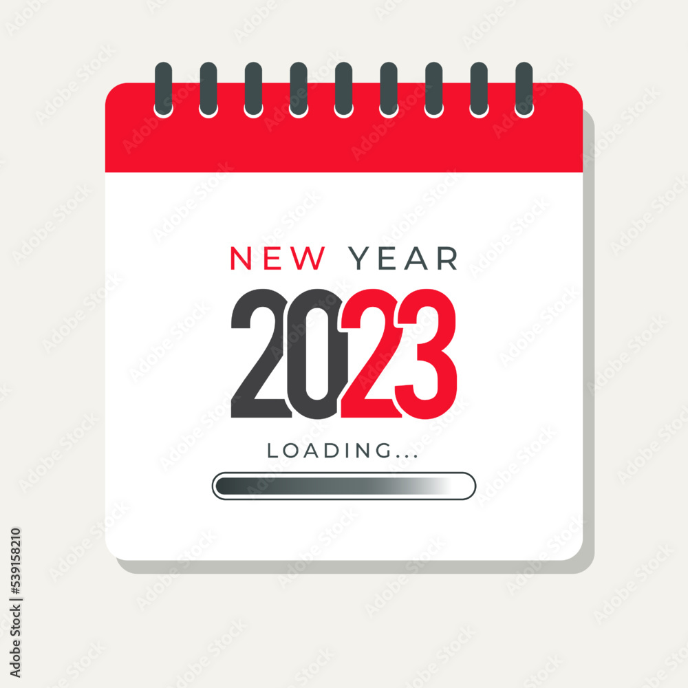 New year 2023 loading with calender illustration on isolated background New year 2023 loading with calender illustration on isolated background