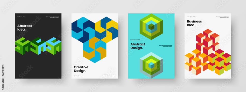 Unique magazine cover design vector template collection. Creative mosaic pattern brochure layout set. Unique magazine cover design vector template collection. Creative mosaic pattern brochure layout set.