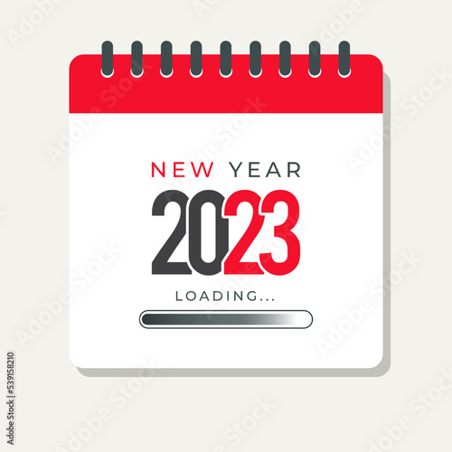 New year 2023 loading with calender illustration on isolated background