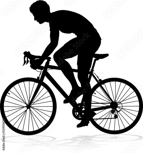 Fototapeta Naklejka Na Ścianę i Meble -  Bike Cyclist Riding Bicycle Silhouette