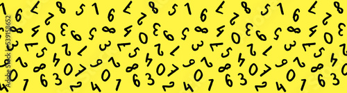 template with the image of keyboard symbols. a set of numbers. Surface template. yellow background. Horizontal image. Banner for insertion into site.