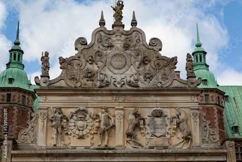 Historic Frederiksborg castle roof adornments in Hilerod, Denmark
