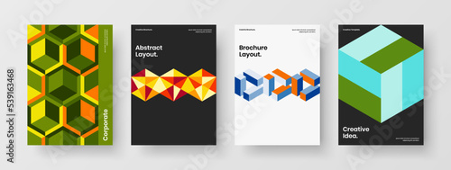 Original mosaic tiles presentation concept bundle. Minimalistic company cover design vector layout collection.