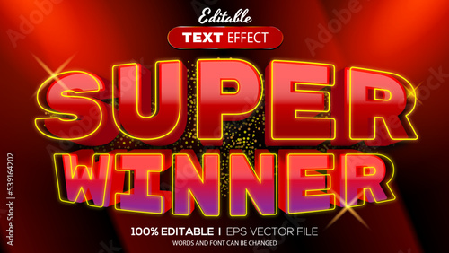 3D super winner text effect - Editable text effect