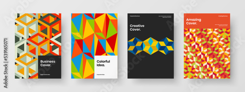 Trendy geometric pattern annual report illustration collection. Creative corporate identity vector design template bundle.