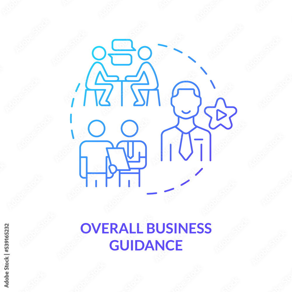 Overall business guidance blue gradient concept icon. Experience and advice. Benefit of alternative lending abstract idea thin line illustration. Isolated outline drawing. Myriad Pro-Bold font used