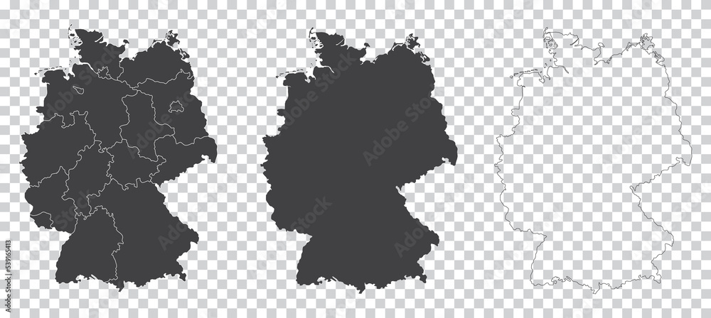 set of 3 maps of Germany - vector illustrations