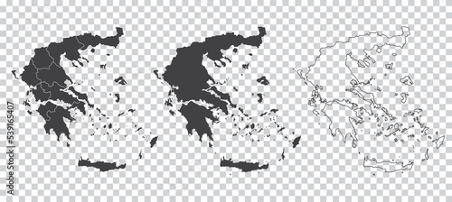 set of 3 maps of Greece - vector illustrations