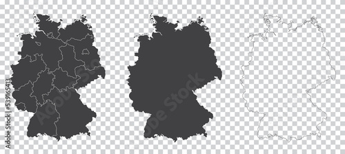 set of 3 maps of Germany - vector illustrations