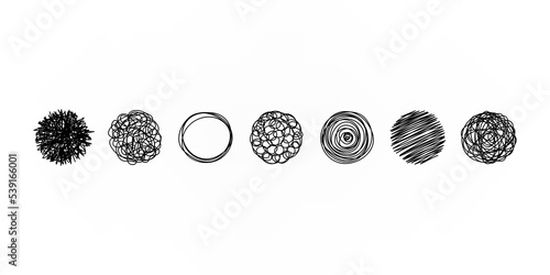 Chaotic line circle shape set illustration photo