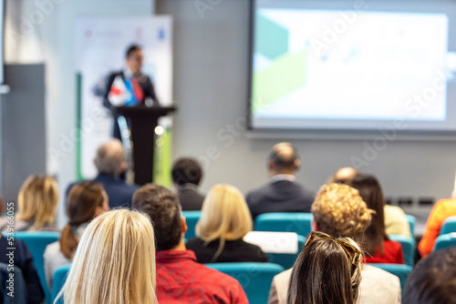 Business conference and presentation or international political event
