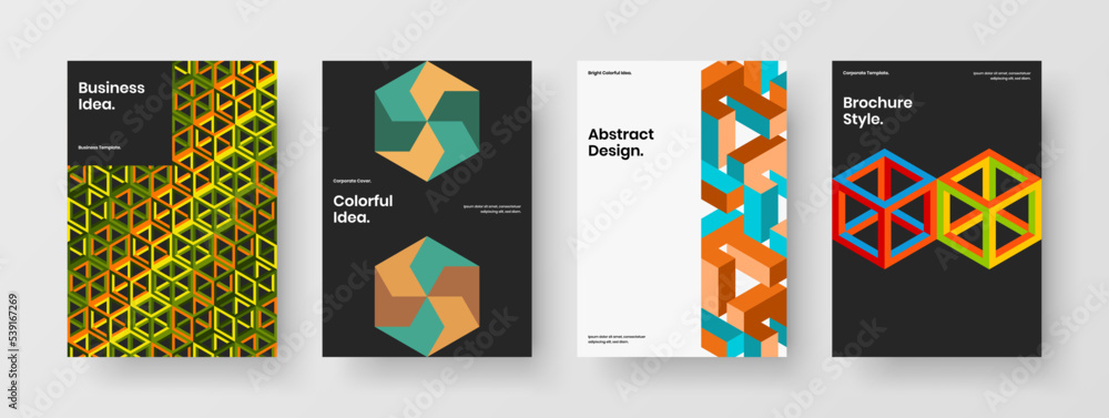 Amazing company cover design vector layout collection. Isolated mosaic tiles postcard concept set.