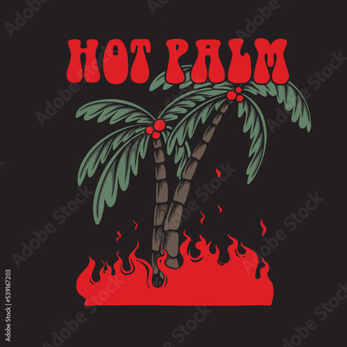 hot palm illustration for t shirt design and print