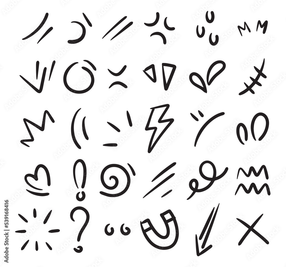 Hand drawn line emotion illustration vector collection. Doodle icons set element. Hand drawn line emotion illustration vector collection. Doodle icons set element.