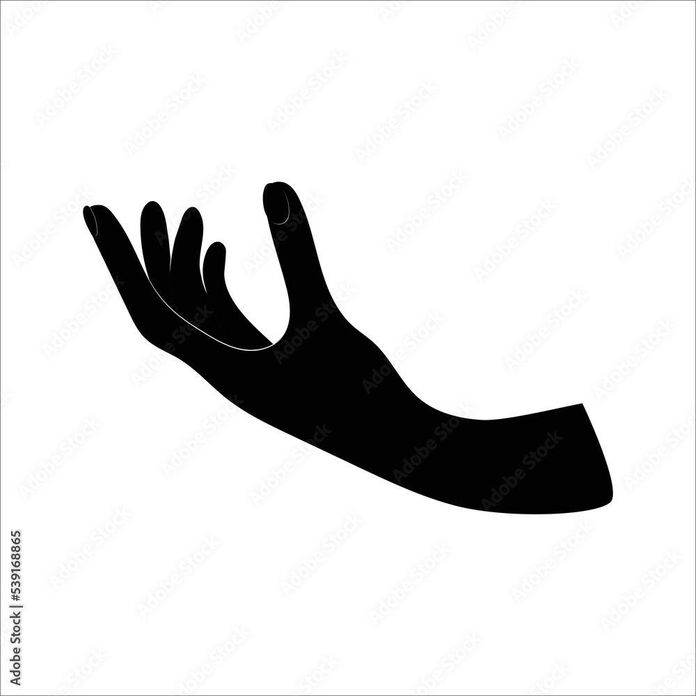Hand silhouette. Fingers reach or hold something. Mysticism and esoteric simple icon Hand silhouette. Fingers reach or hold something. Mysticism and esoteric simple icon
