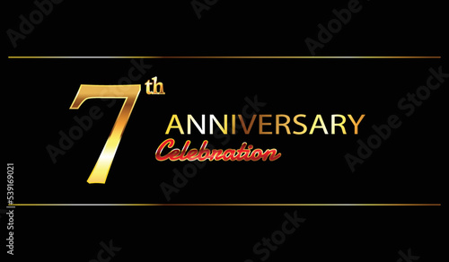 7 anniversary background. 7th anniversary celebration. 7 year anniversary celebration. Seven Anniversary on black background.