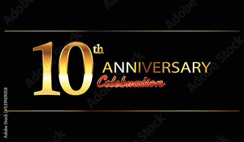 10 anniversary background. 10th anniversary celebration. 10 year anniversary celebration. Ten Anniversary on black background. photo