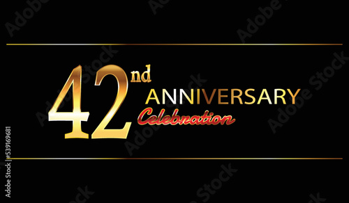 42 anniversary background. 42nd anniversary celebration. 42 year anniversary celebration. Anniversary on black background. photo