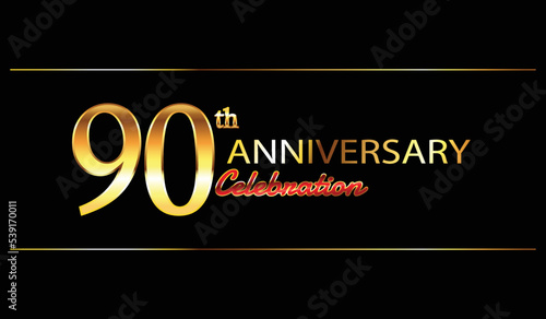 90 anniversary background. 90th anniversary celebration. 90 year anniversary celebration. Anniversary on black background. photo