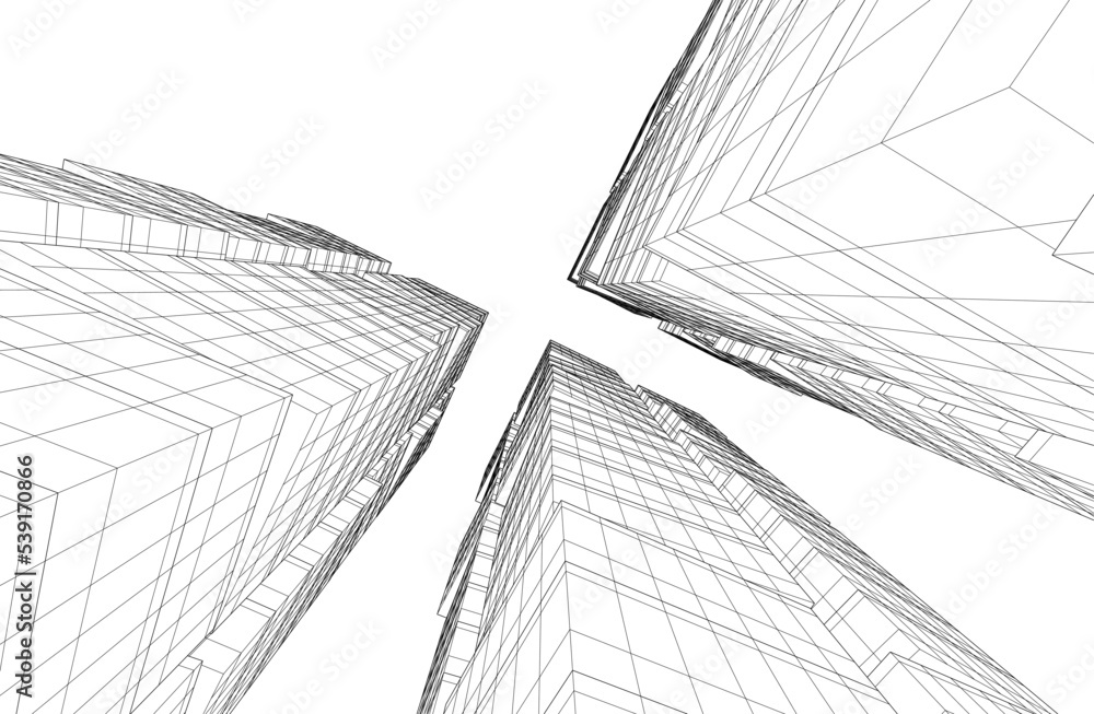 Fototapeta premium Modern architecture vector 3d illustration