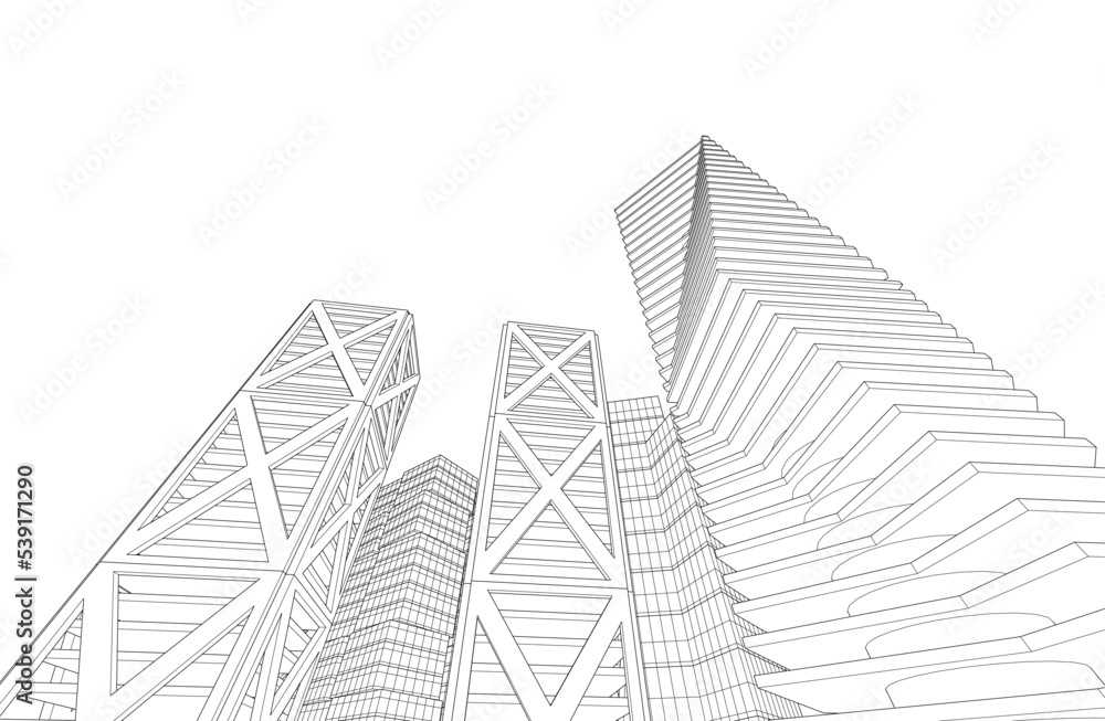 Modern architecture vector 3d illustration Modern architecture vector 3d illustration