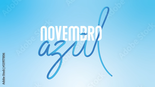 Novembro Azul selo lettering para campanhas de apoio à saúde masculina contra o câncer de próstata.