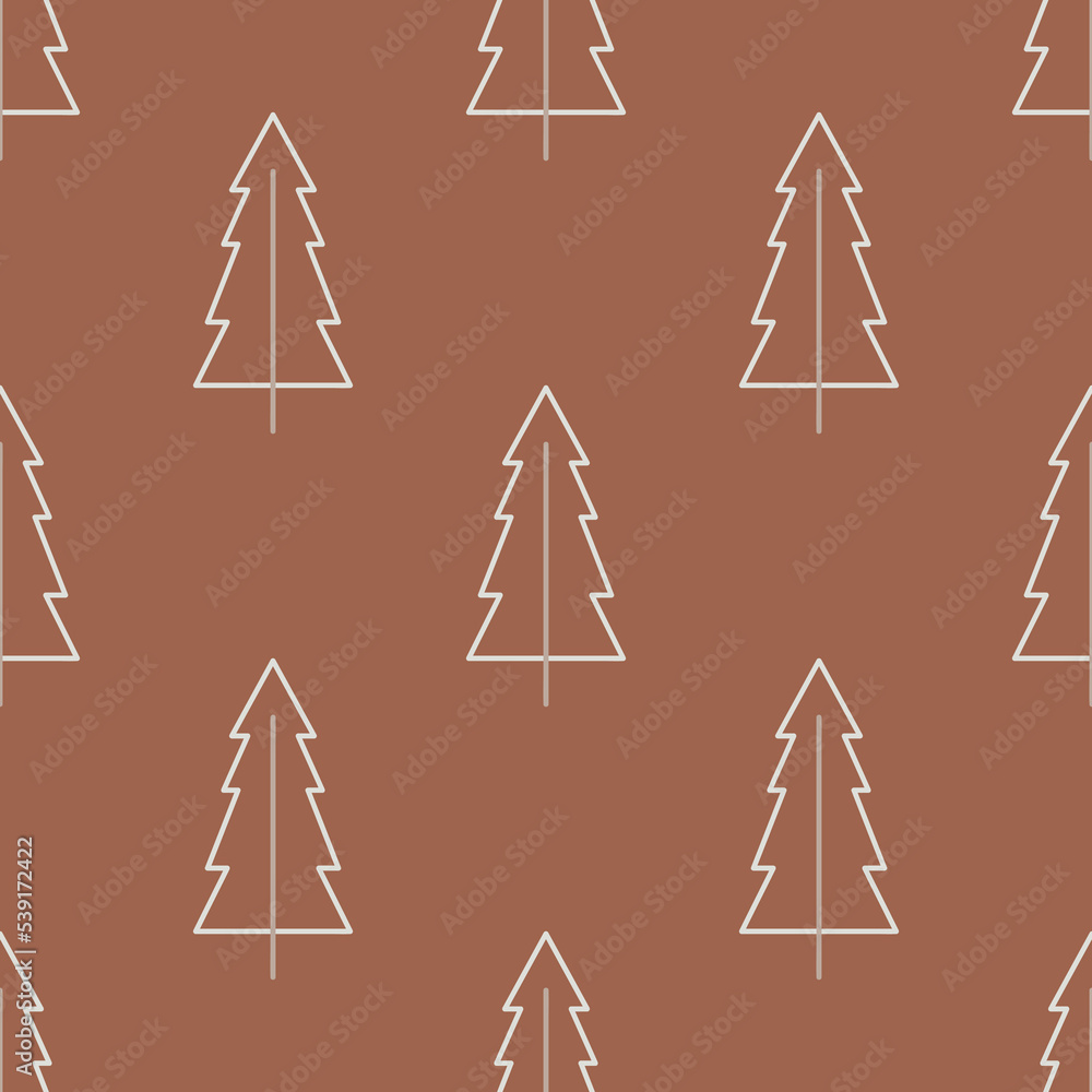Christmas Tree Boho Seamless Pattern, Abstract Modern Merry Christmas Background Christmas Tree Boho Seamless Pattern, Abstract Modern Merry Christmas Background