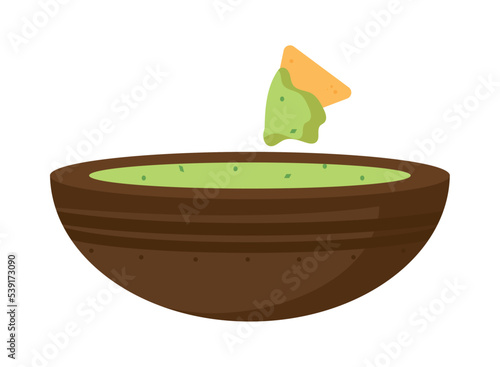 guacamole bowl and nachos