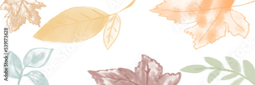 watercolor background with leaves