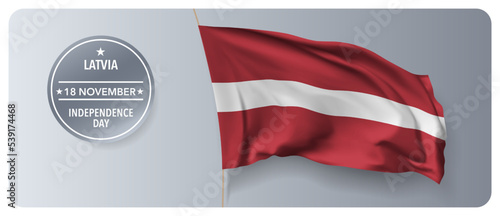 Latvia independence day vector banner  greeting card.
