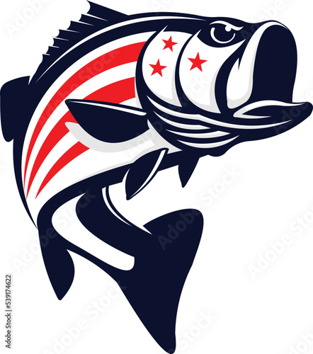 american bass fish logo. 