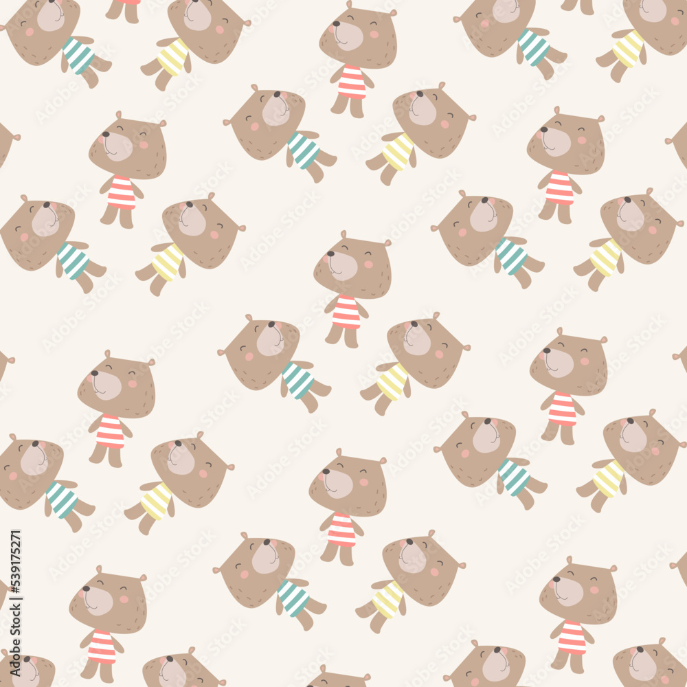 Obraz premium Seamless pattern with cute little bear animal perfect for wrapping paper