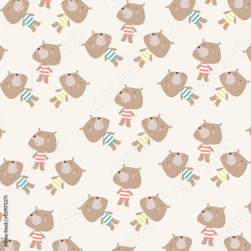 Seamless pattern with cute little bear animal perfect for wrapping paper