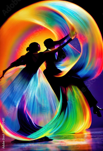 dancing couple in the rainbow