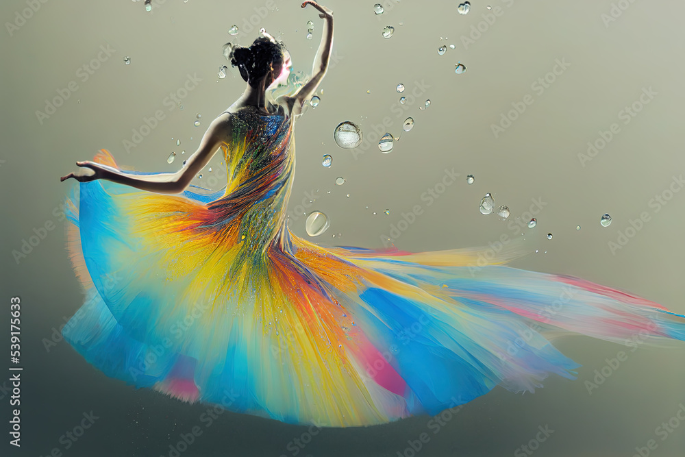 Obraz premium Ballet girl in a rainbow dress
