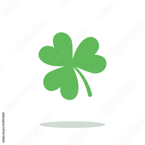 Green clover three leaf icon. 3 leafs isolated on white background. Good luck clover plant - symbol of St Patricks day. Flat illustration. Vector