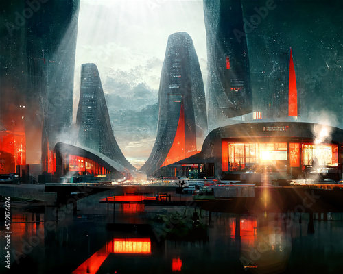 Dystopian futuristic city