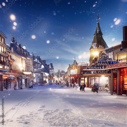 Picturesque town in the snow