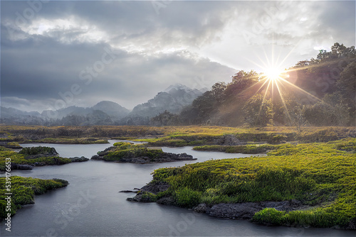 River and lush foliage