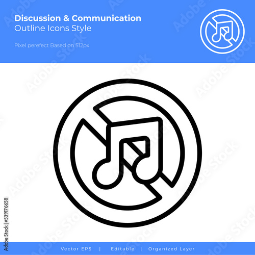 No music .outline icon style. Vector icon
